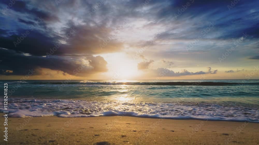 Sunrise on the Caribbean Ocean Golden Hour Sunrise on the Caribbean Ocean Golden Hour