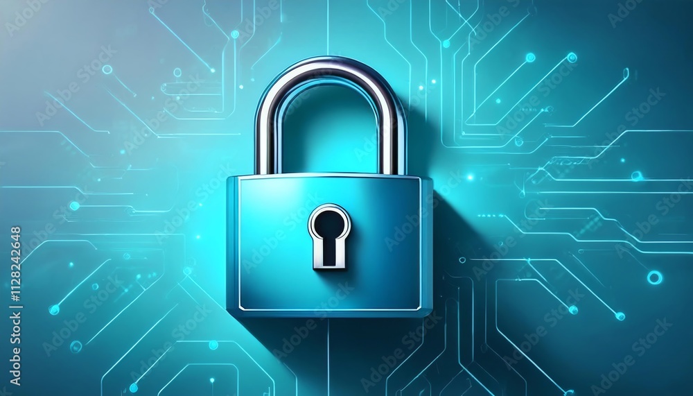 A digital padlock symbolizes cybersecurity and data protection, set against a blue technology backdrop. A digital padlock symbolizes cybersecurity and data protection, set against a blue technology backdrop.