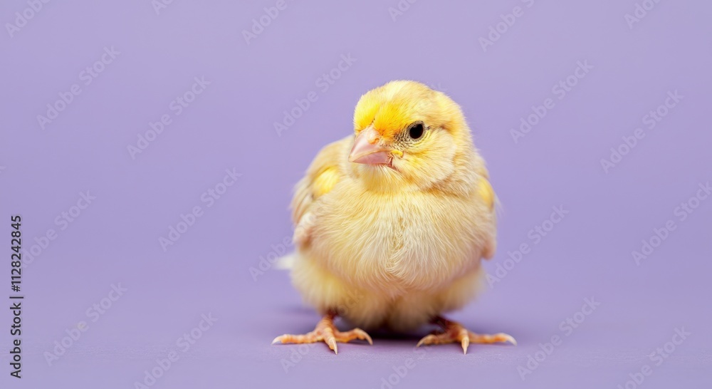 Yellow canary on purple background for creative design and display Yellow canary on purple background for creative design and display