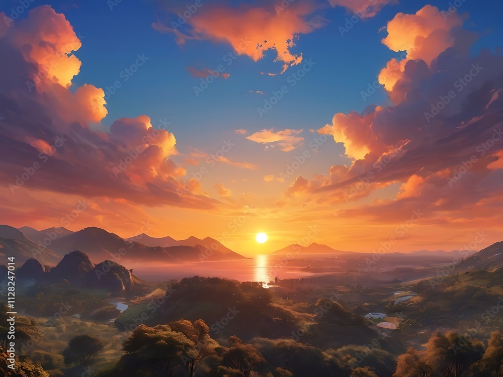 Naklejka premium Beautiful sunset view