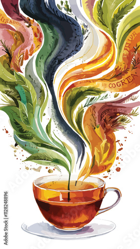 cup of tee art design with nature illustration