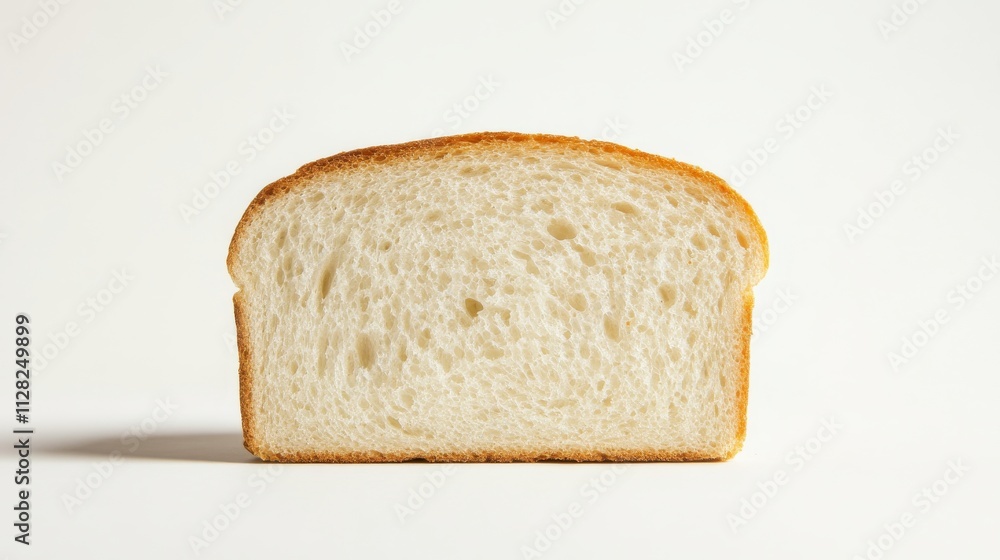 A slice of white bread on a white background A slice of white bread on a white background
