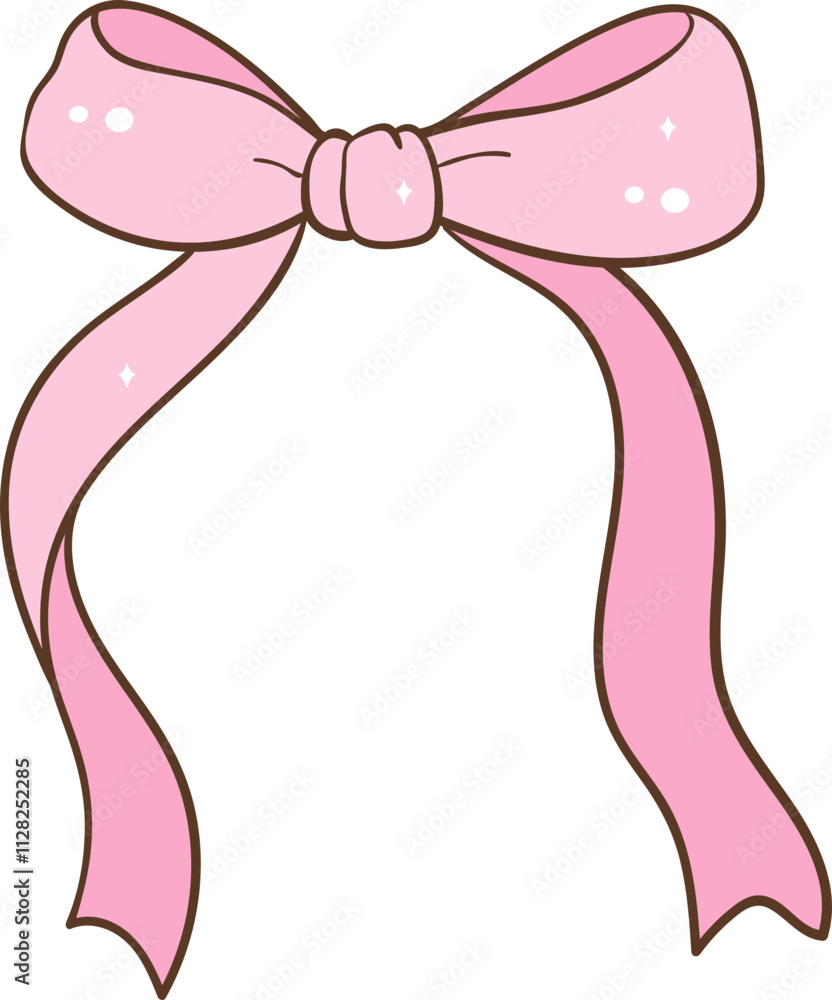 Whimsical Hand-Drawn Ribbon Bow 
