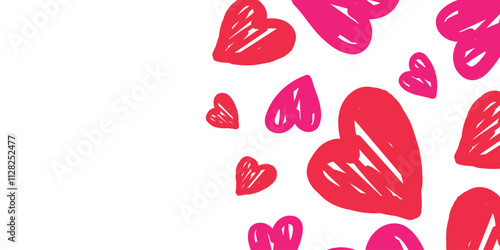 Hand-Drawn Hearts on White Background