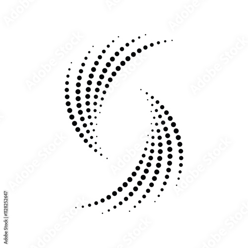 Black rising halftone dots in circle form. vector dotted lines. spiral, swirl, twirl element. circle dots. spiral dotted background. dotted circular shape with petals