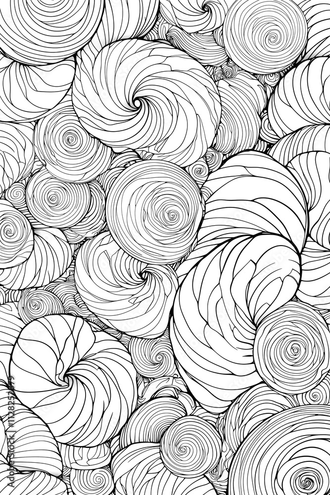 Fototapeta premium Whimsical Spiral Mandala - Coloring Page for Adults