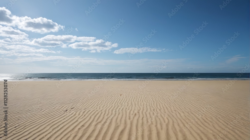a sandy beach with a blue sky and white clouds a sandy beach with a blue sky and white clouds