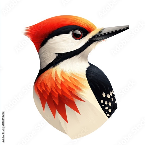 Detailed illustration of a red-headed woodpecker. photo