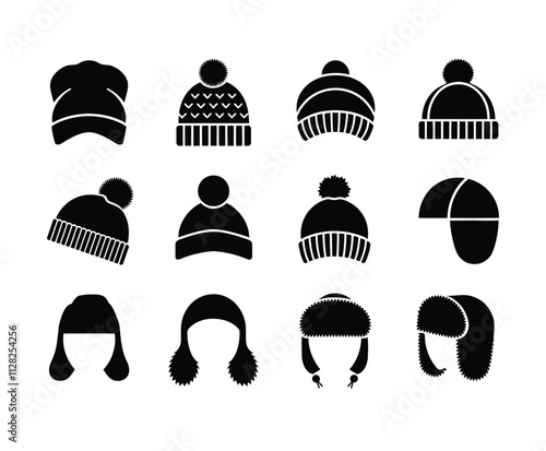 Modern Hat Silhouette Collection Vector Template