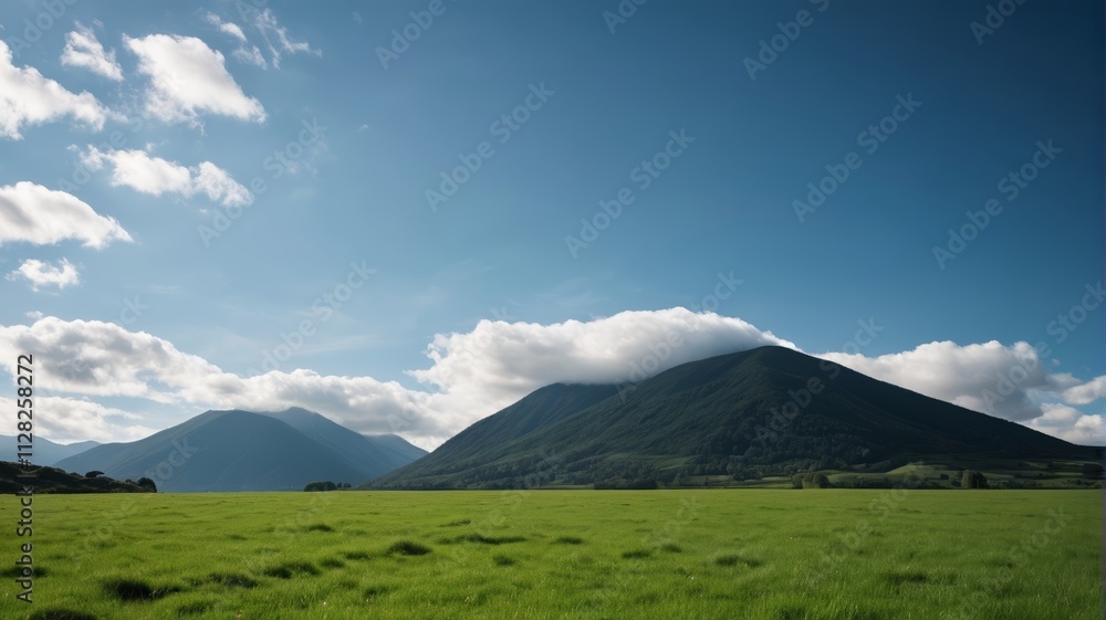 a grassy field with mountains in the background a grassy field with mountains in the background