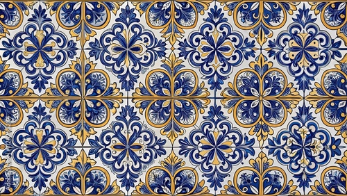 Traditional Portuguese azulejo seamless pattern , Portuguese, tiles, ceramic, vintage, design, ornament, decoration, blue