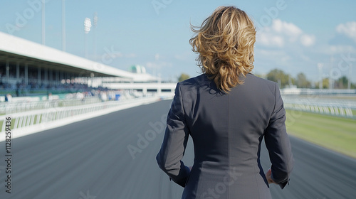 Woman Walking on a Racetrac...