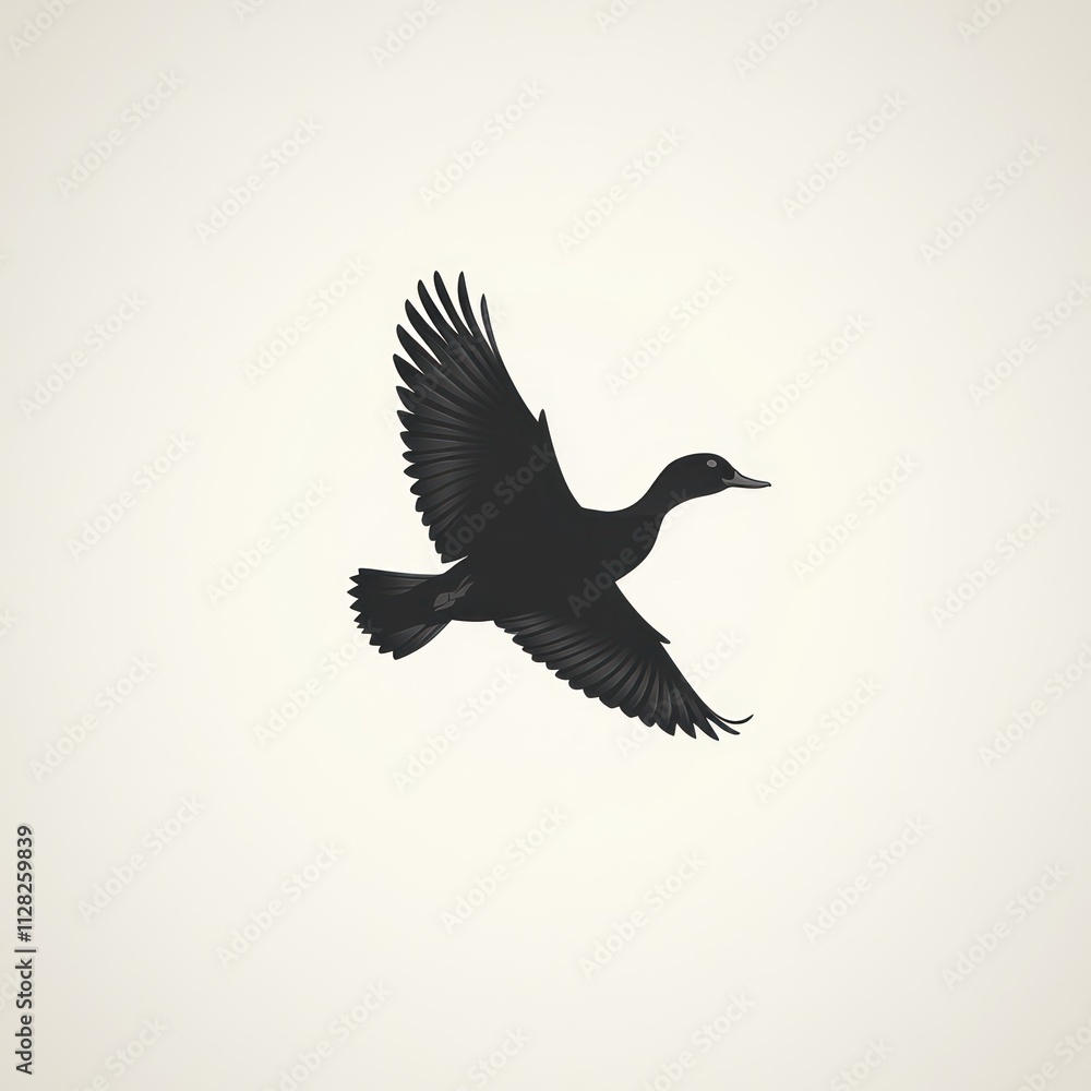 Obraz premium Silhouette of a duck in flight.