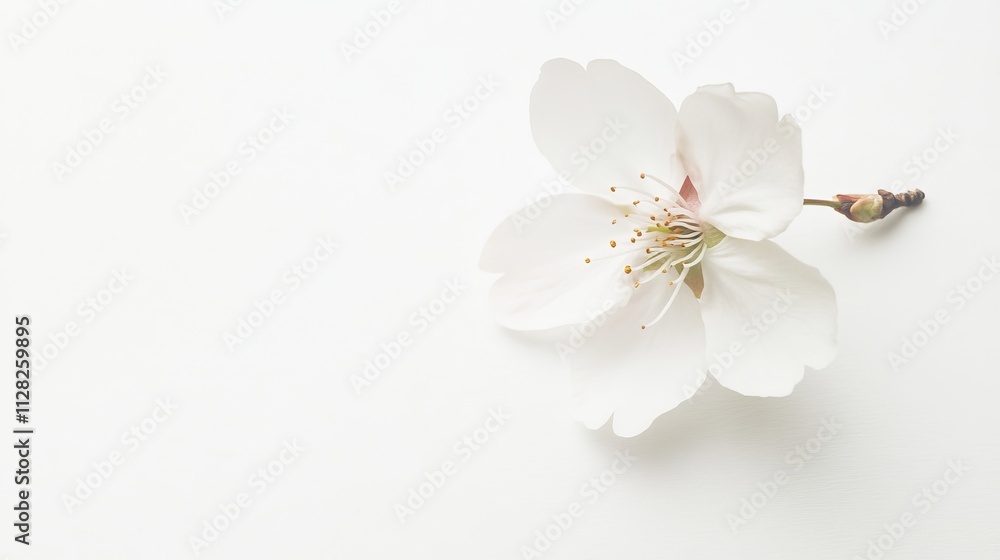 Spring Touch: A single cherry blossom petal on a plain white background. Spring Touch: A single cherry blossom petal on a plain white background.