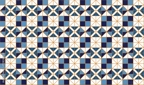 Geometric seamless pattern background with triangle and square design elements. Beautifully executed background with eye-catching colors.