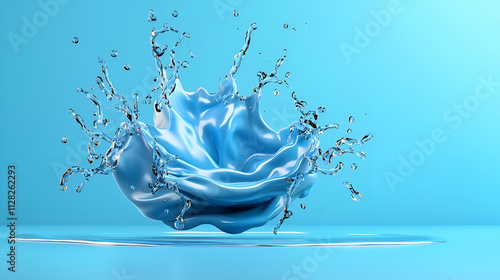 A smooth splash of blue water against a vibrant blue backdrop, capturing the elegance and beauty of liquid motion.