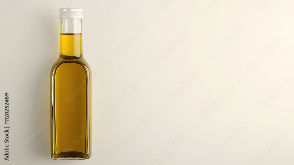 glass bottle of olive oil with simple label placed on seamless white background glass bottle of olive oil with simple label placed on seamless white background