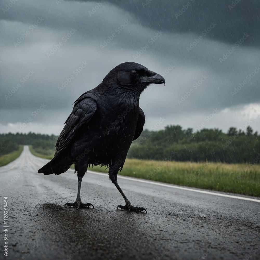crow on the ground