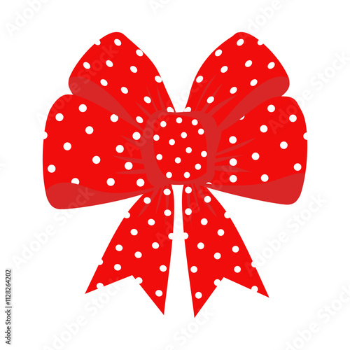 Red polka dot bow ,vector illustration