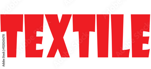 This image features the word "TEXTILE" in bold, uppercase red typography, designed with a structured and modern font style. The strong lettering adds an eye-catching and impactful aesthetic.