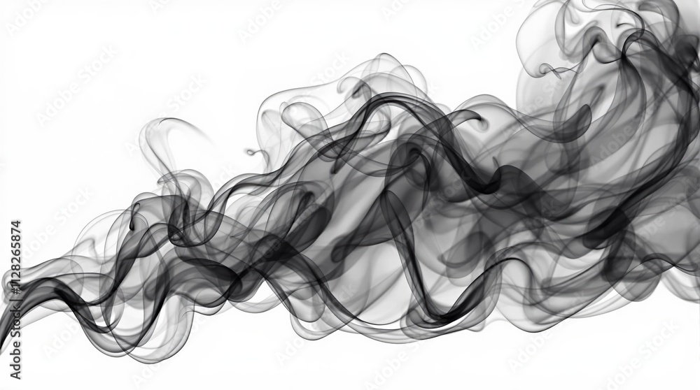 Abstract black smoke waves on white background. Abstract black smoke waves on white background.