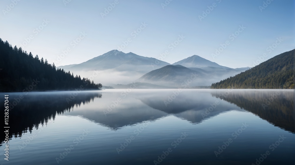 a lake with trees and mountains in the background a lake with trees and mountains in the background