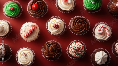 Delicious mini cupcakes adorned with festive holiday flavors like peppermint and chocolate for a sweet celebration.