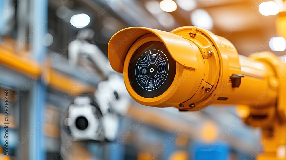 digital transformation automation connectivity Robot with camera in a modern industrial setting showcasing automation technology. digital transformation automation connectivity Robot with camera in a modern industrial setting showcasing automation technology.