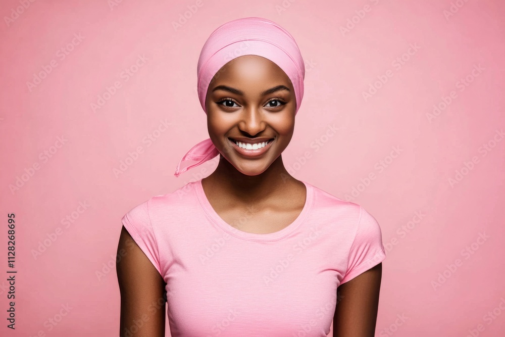 Portrait young woman bright smile her face She Studio of a happy cancer Portrait young woman bright smile her face She Studio of a happy cancer
