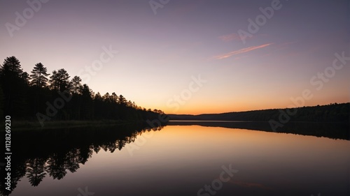 a lake with a few trees