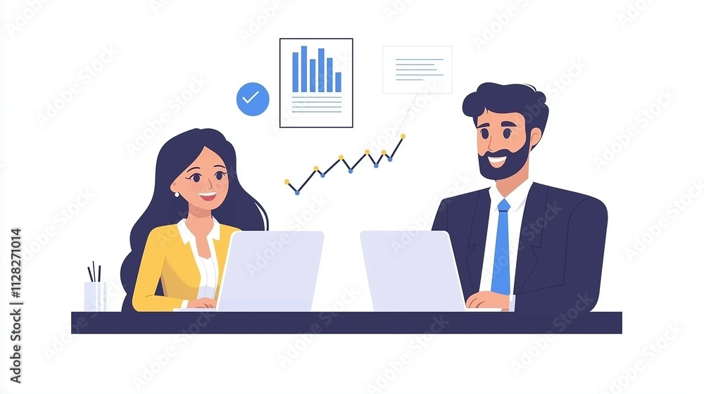 Business meeting with statistics office digital Business meeting with statistics office digital