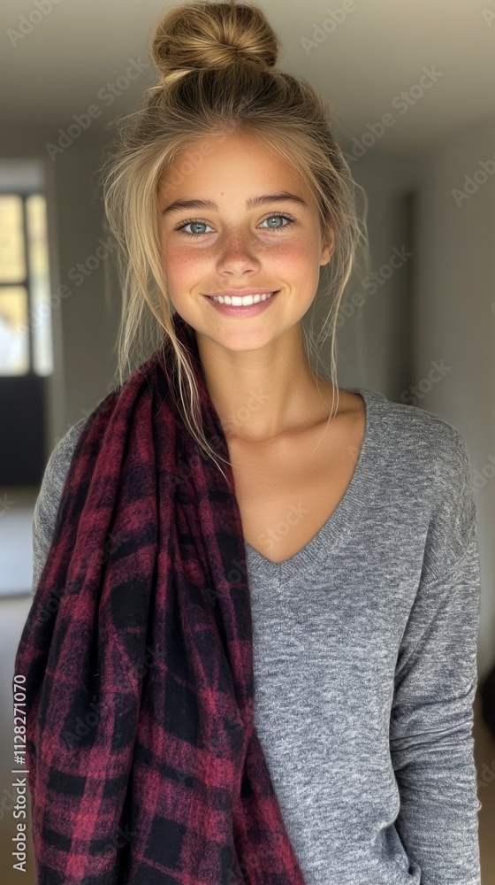 Portrait of a smiling young woman indoors Portrait of a smiling young woman indoors