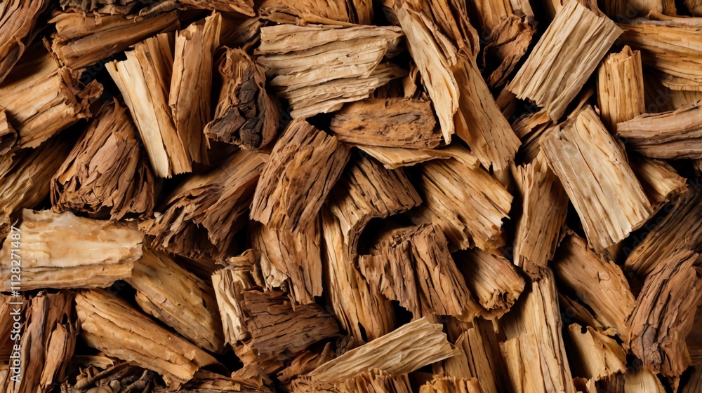 Processed collage of wooden bark chips flat surface texture Processed collage of wooden bark chips flat surface texture