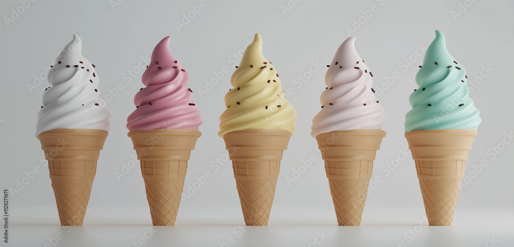 isolated mixed colorful soft ice cream with sprinkles isolated mixed colorful soft ice cream with sprinkles