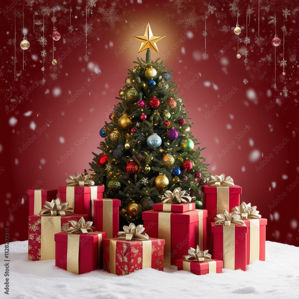 Merry Christmas Day Background 2025 Christmas tree with gift boxes Merry Christmas Day Background 2025 Christmas tree with gift boxes