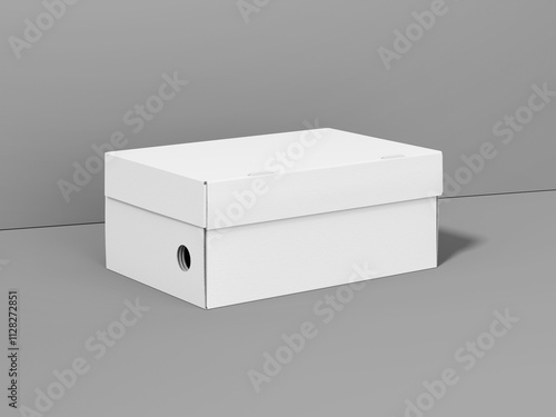 White Blank Shoes Box Packaging Mockup 3D Render