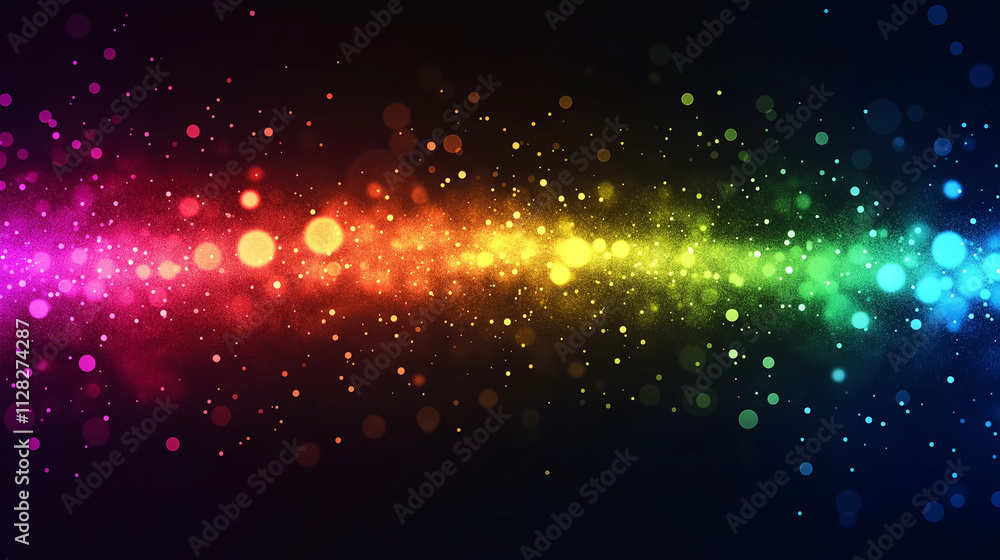 Rainbow Glitter Sparkles Festive Bokeh Lights Background. Generative Ai. Rainbow Glitter Sparkles Festive Bokeh Lights Background. Generative Ai.