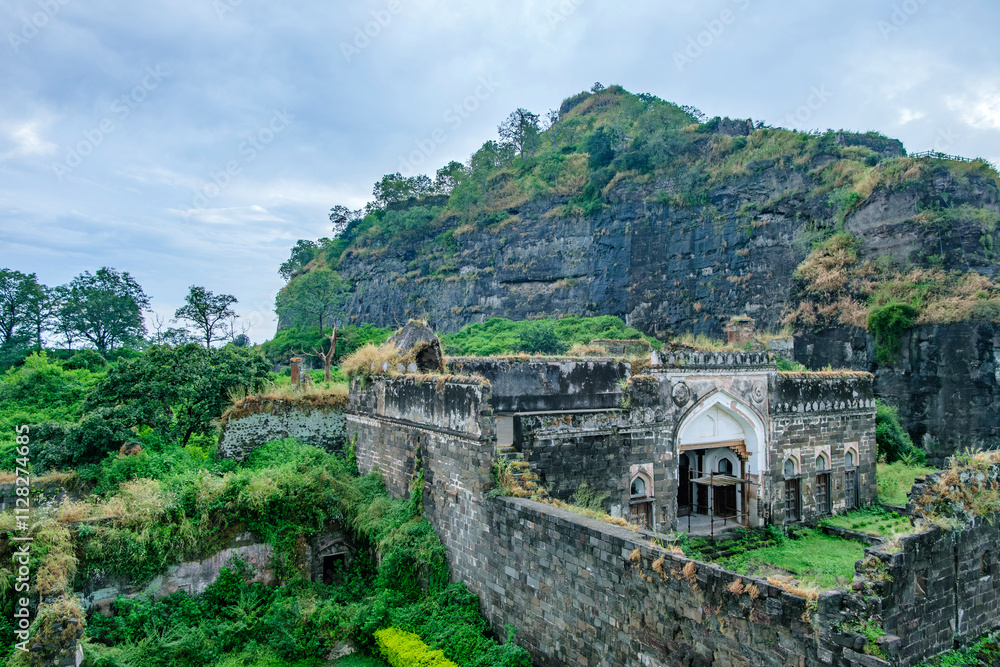 Fototapeta premium The Daulatabad Fort near Aurangabad India. Also called Deogiri fort, it's a historic fortified citadel located in Daulatabad village near Aurangabad.