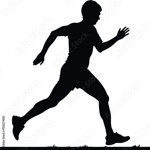 Runner Silhouette Front. A dynamic silhouette of a runner mid-stride, arms pumping and legs in motion, facing directly forward