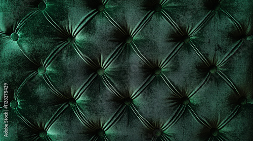 Luxurious Emerald Green Velvet Upholstery Button Tufted Texture. Generative Ai.