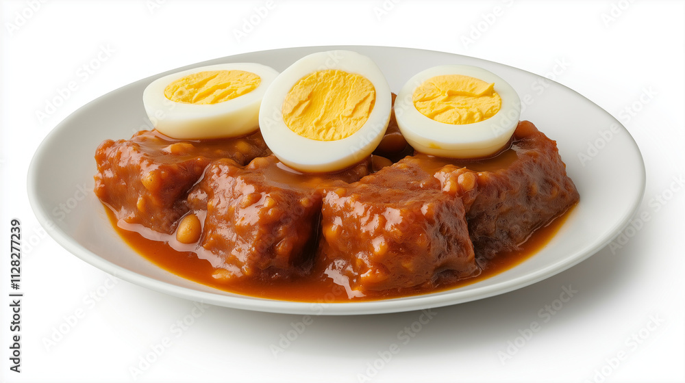 Delicious Beef Stew with HardBoiled Eggs, Savory Dish. Generative Ai. Delicious Beef Stew with HardBoiled Eggs, Savory Dish. Generative Ai.