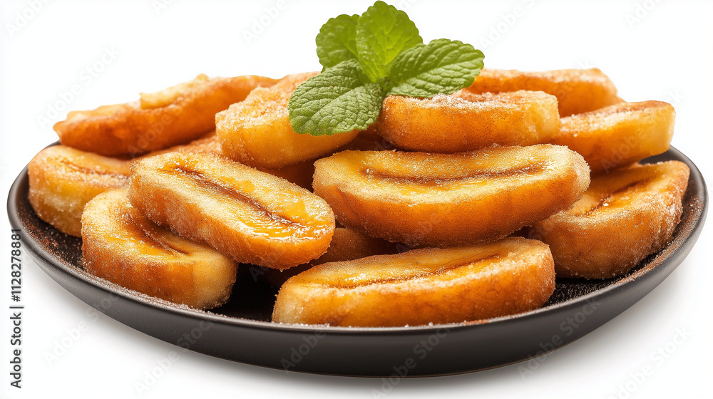 Delicious Fried Plantains with Cinnamon Sugar and Mint. Generative Ai. Delicious Fried Plantains with Cinnamon Sugar and Mint. Generative Ai.