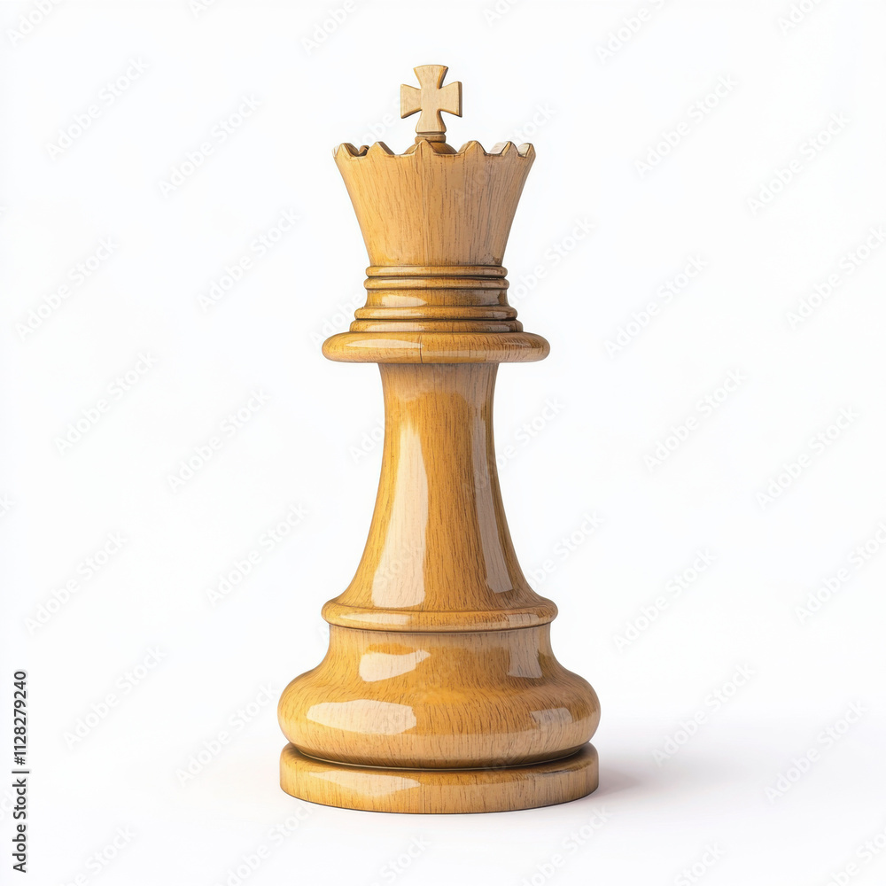A chess king piece standing upright, isolated on a white background A chess king piece standing upright, isolated on a white background