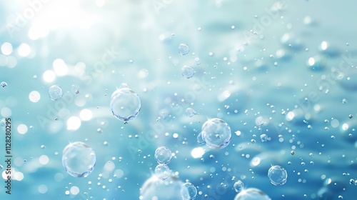 Bubbles Underwater Serenity: A Sparkling Blue Aquatic Scene