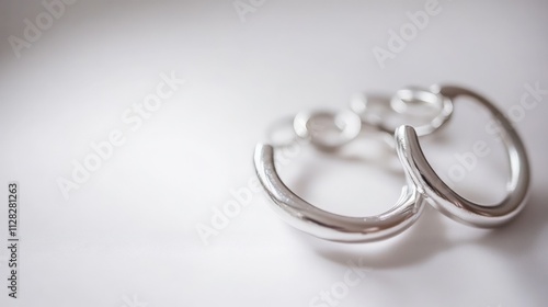 Elegant Close-Up of Polished Silver Loop Earrings on Soft Surface, Showcasing Minimalistic Design and Shine for Fashion and Jewelry Enthusiasts