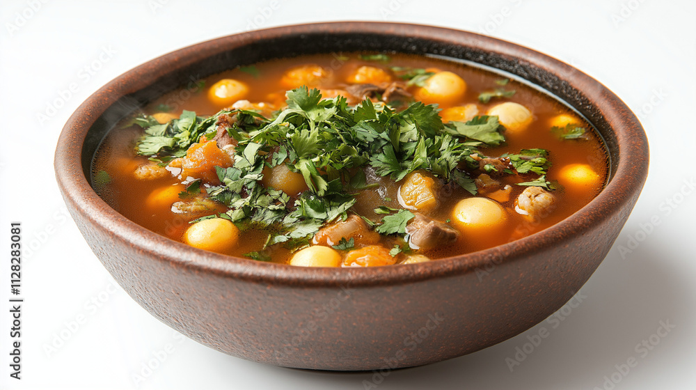 Steaming Hot Aromatic Soup with Meatballs, Vegetables, and Cilantro. Generative Ai. Steaming Hot Aromatic Soup with Meatballs, Vegetables, and Cilantro. Generative Ai.