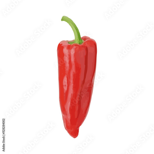 isolated realistic watercolor fresh chili fruit with white background