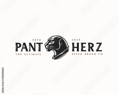 Black Panther silhouette logo cougar wild speed motor logo template for business photo