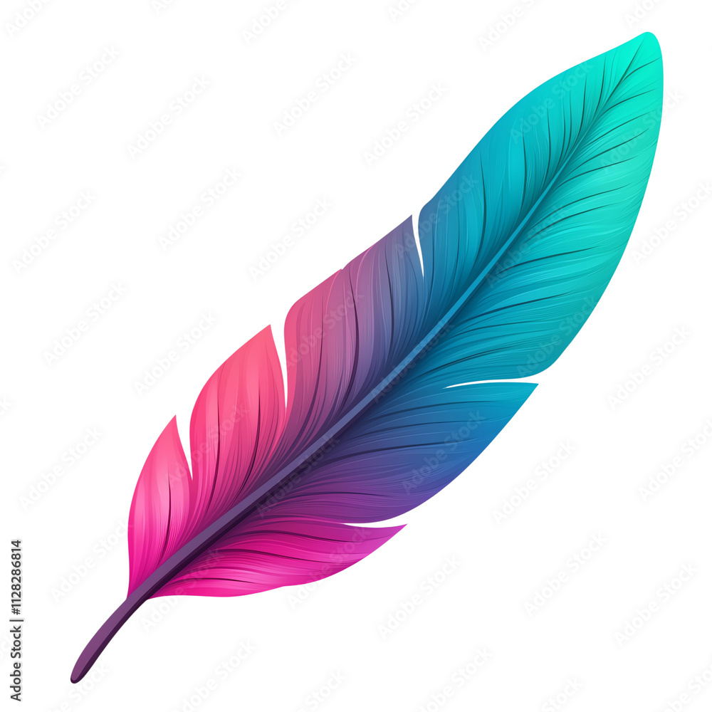 A vibrant feather showcasing a gradient of pink to blue hues, reflecting a modern and artistic design. A vibrant feather showcasing a gradient of pink to blue hues, reflecting a modern and artistic design.