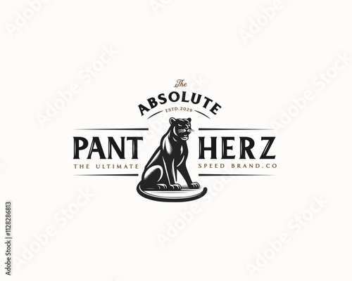 Black Panther silhouette logo cougar wild speed motor logo template for business photo